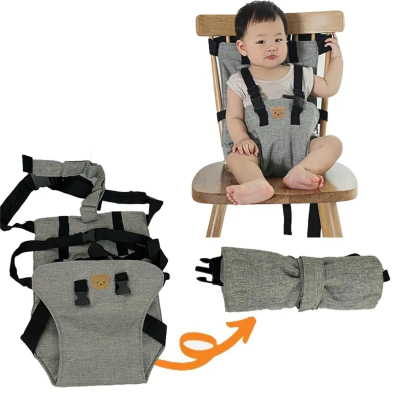 Cómoda silla de comer, arnés portátil para bebe, se ajusta a cualquier silla. 
Para mamás practicas. Puedes llevarla en el bolso del bebe a cualquier lado, se ajusta a cualquier silla.